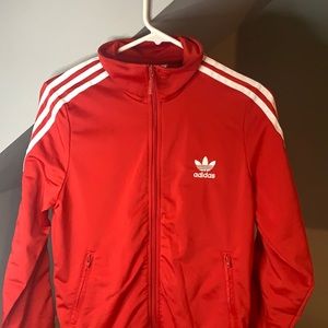 Red Men's adidas Essential Tricot Track Jacket NEW